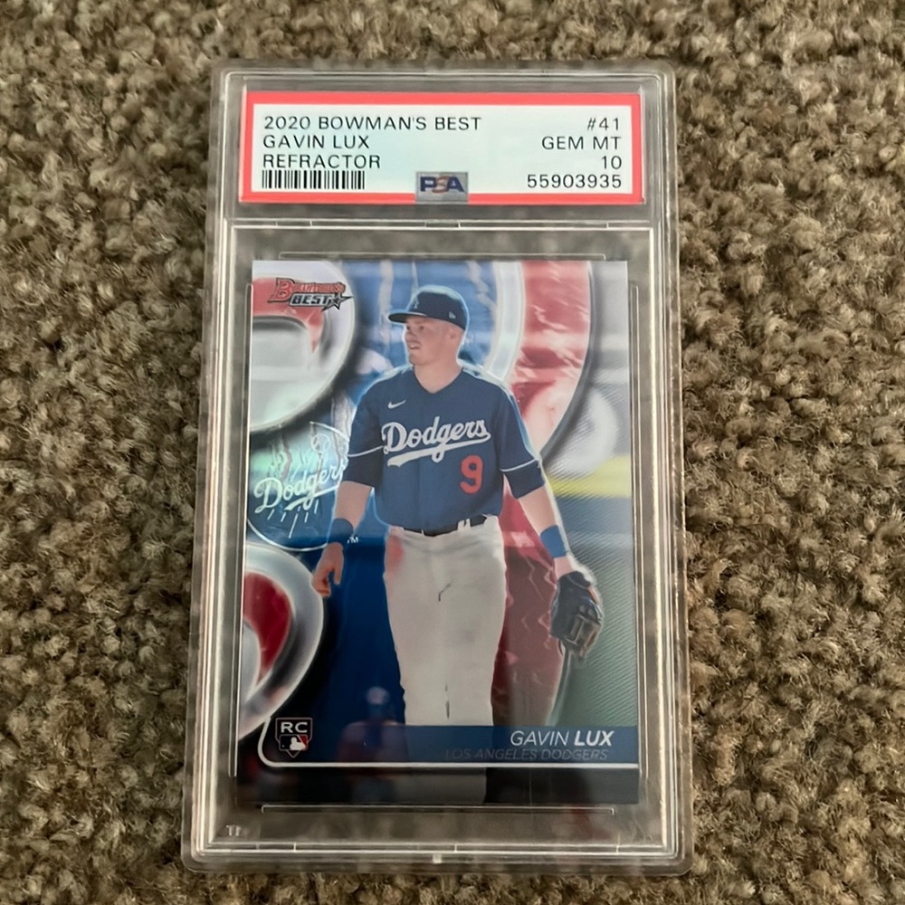 2020 Bowman’s Best Gavin Lux Refractor Rookie card #41 PSA 10 Golden Knight sig